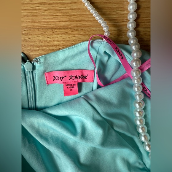 Betsey Johnson x Loren Gray 'Pearl Plunge' Light Aqua Blue Maxi Dress Sz 2 NWT - Picture 11 of 12